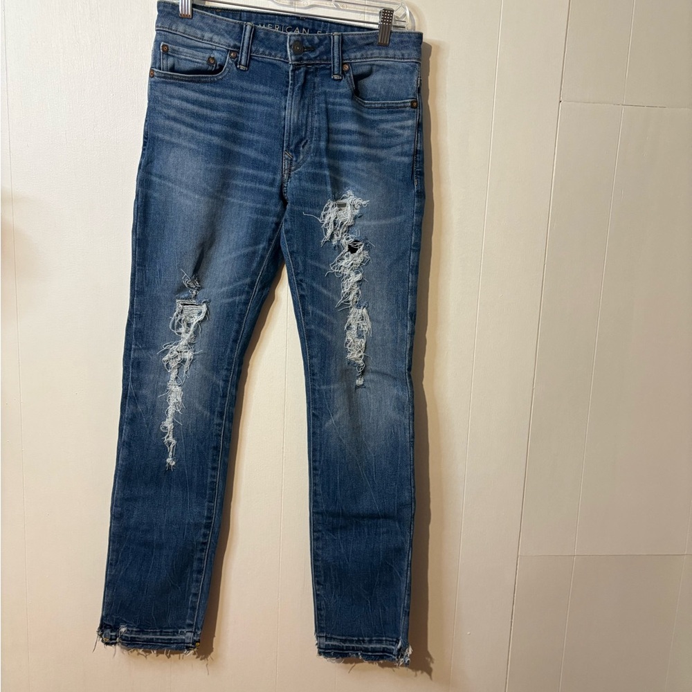Distressed American Eagle Blue Jeans